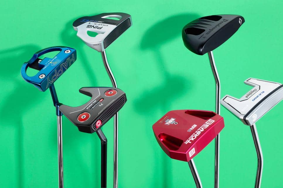 An image of various brands of mallet putters shapes